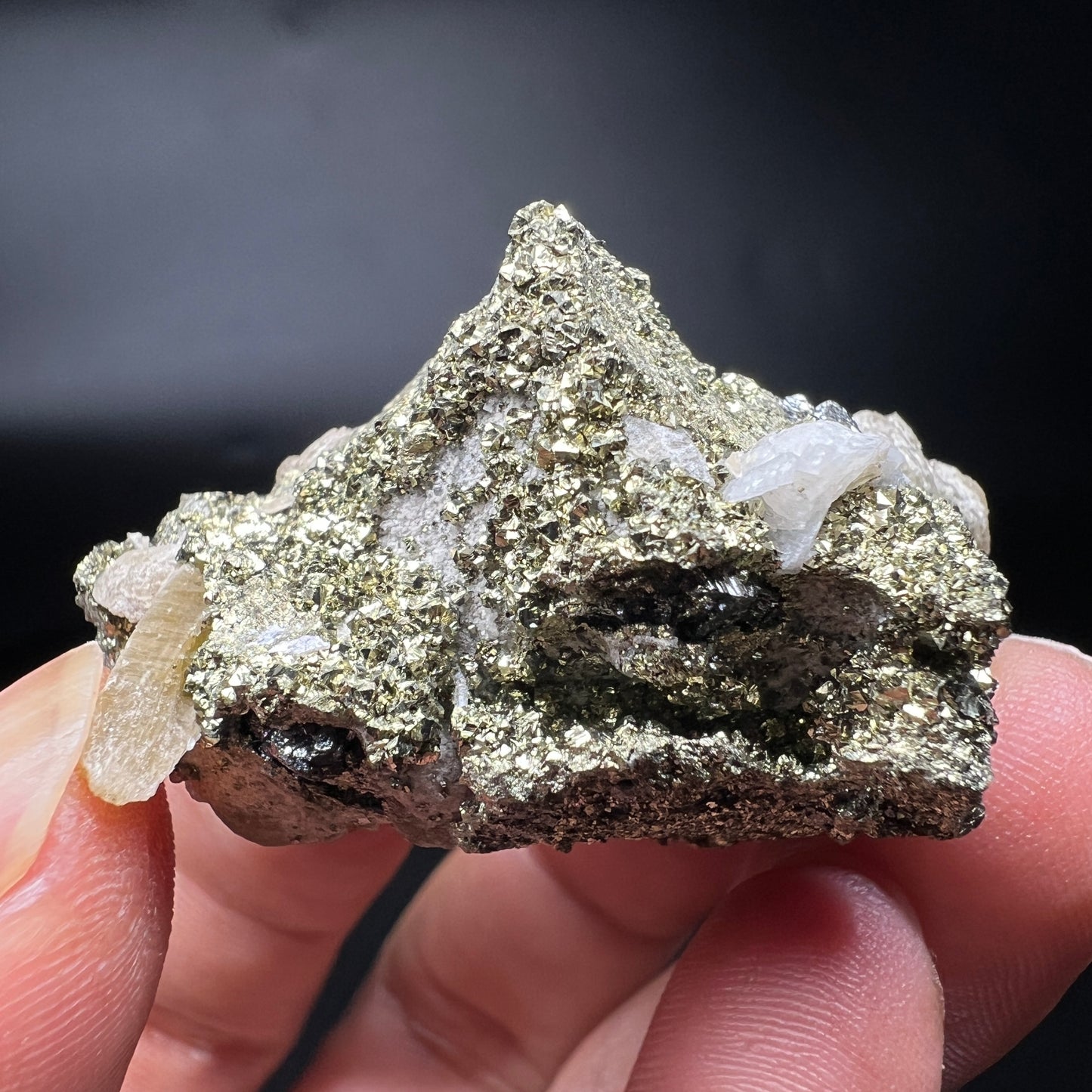 Floater Chalcopyrite cover Tetrahedrite + Dolomite + Siderite (Free shipping)