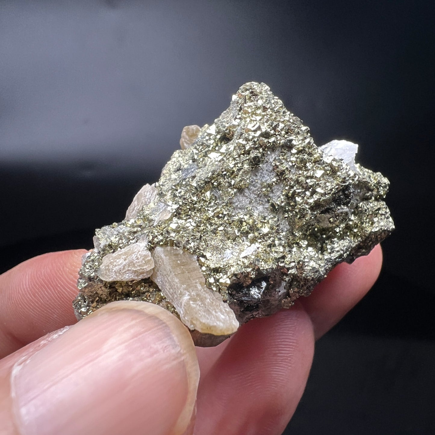 Floater Chalcopyrite cover Tetrahedrite + Dolomite + Siderite (Free shipping)