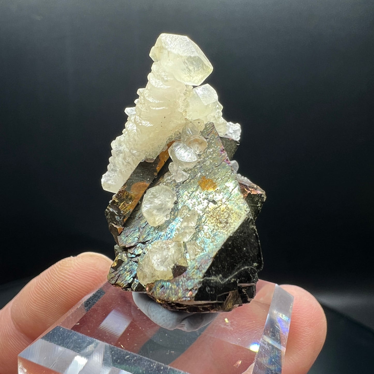 Floater Chalcopyrite + Double-ended Calcite (Free shipping)