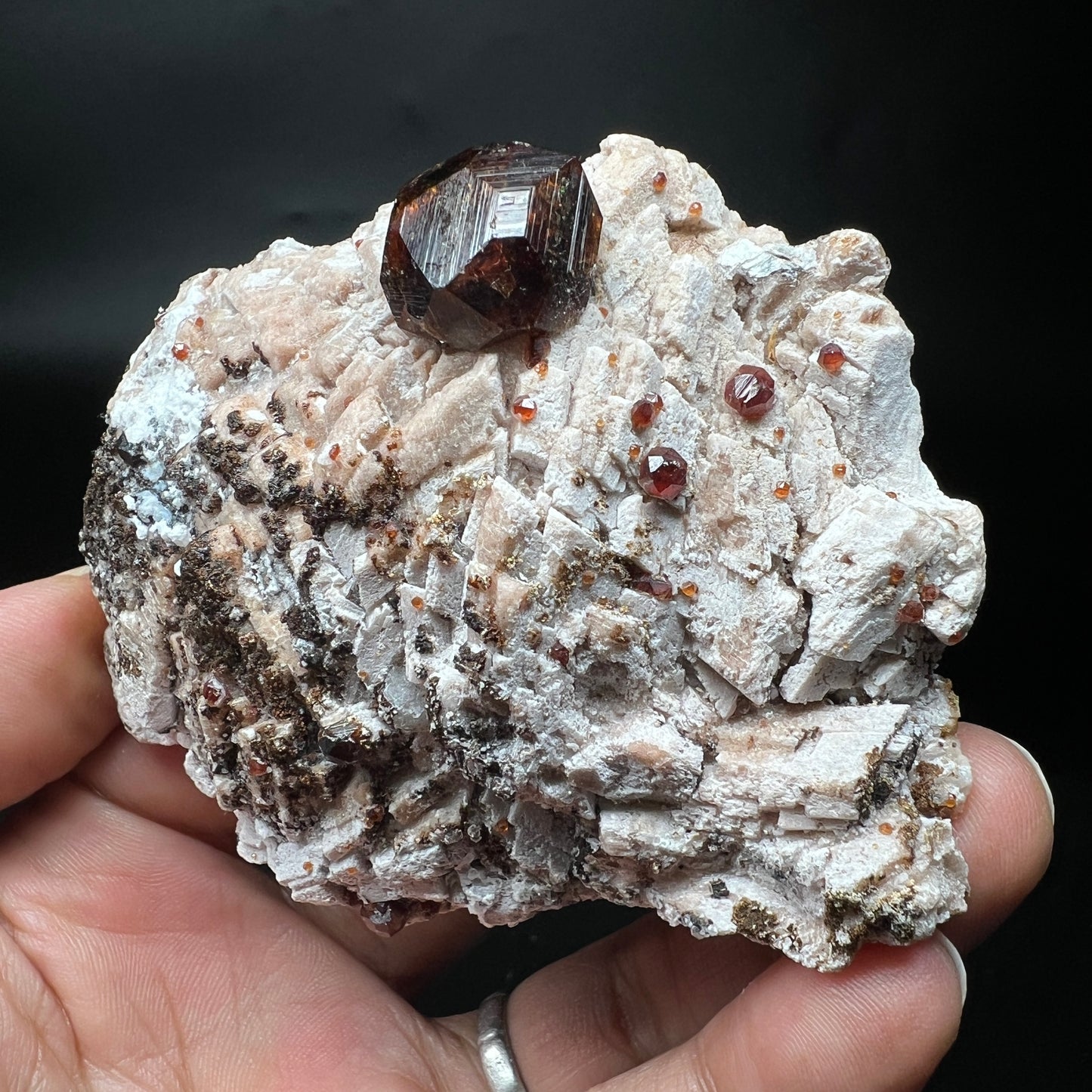 Large crystals Spessartine + Feldspar (Free shipping)