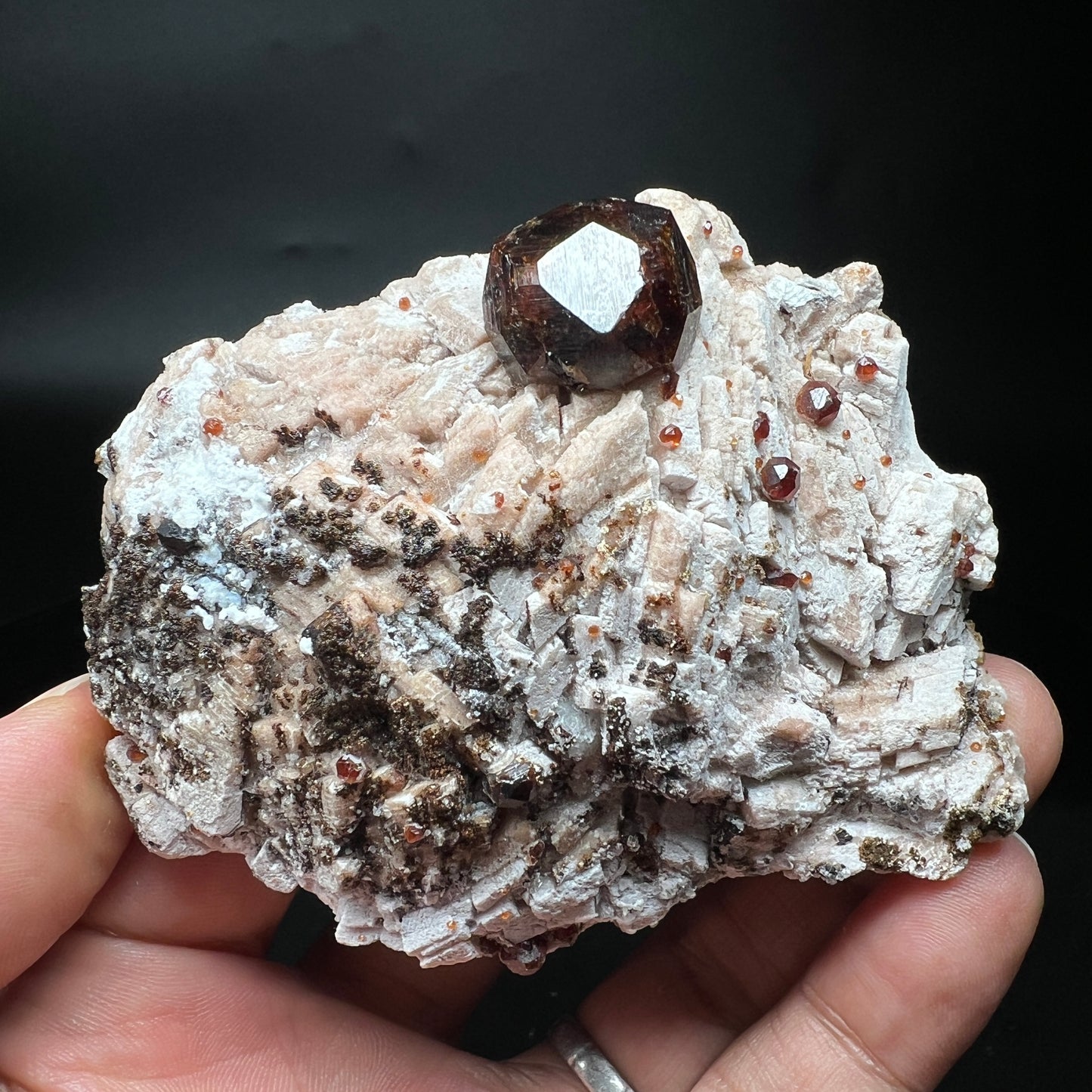 Large crystals Spessartine + Feldspar (Free shipping)