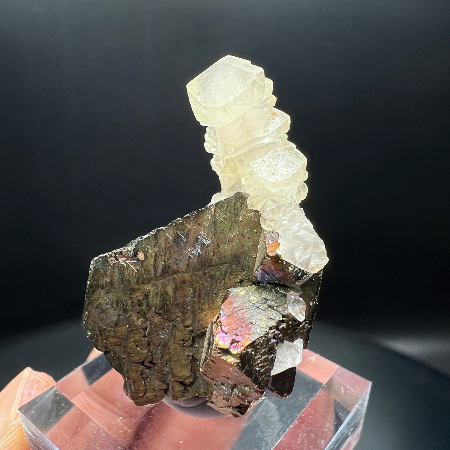 Floater Chalcopyrite + Double-ended Calcite (Free shipping)