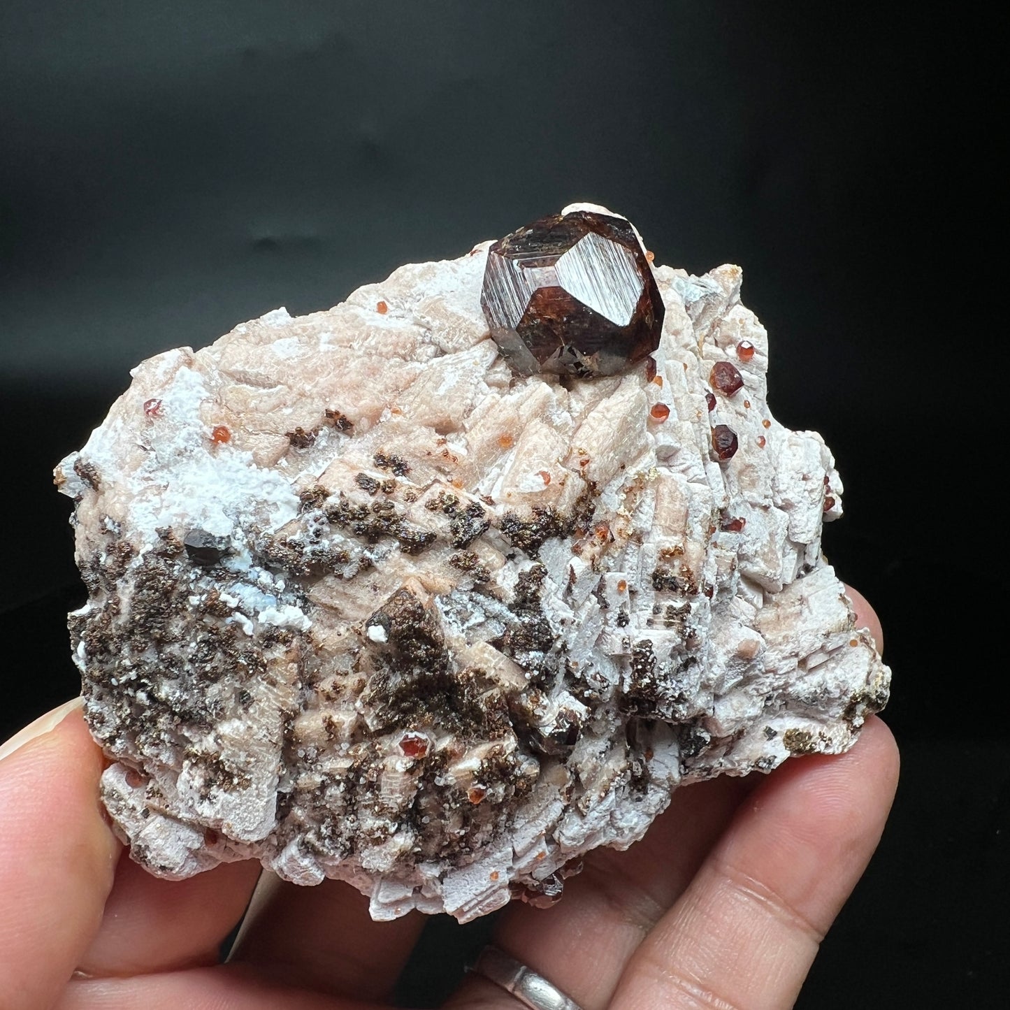 Large crystals Spessartine + Feldspar (Free shipping)