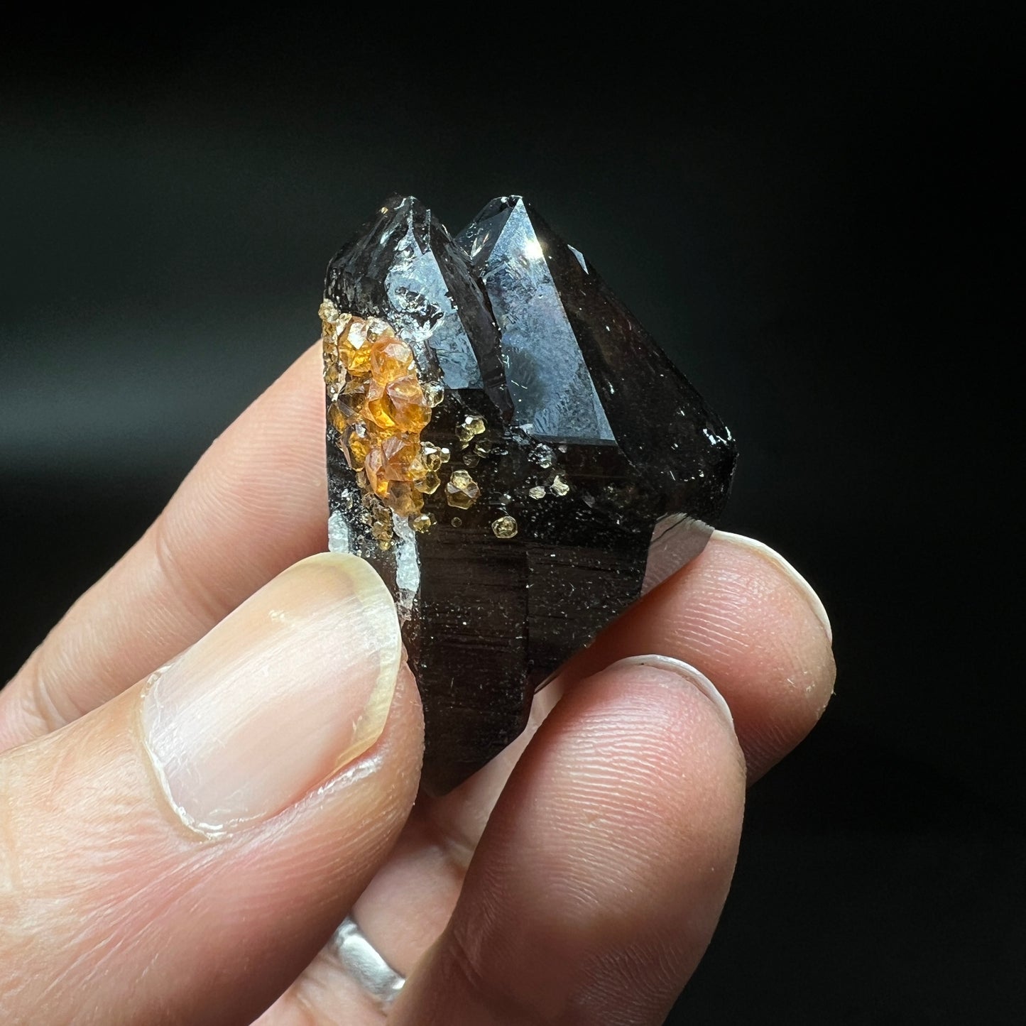 Floater Two-ended Quartz + Spessartine (Free shipping)