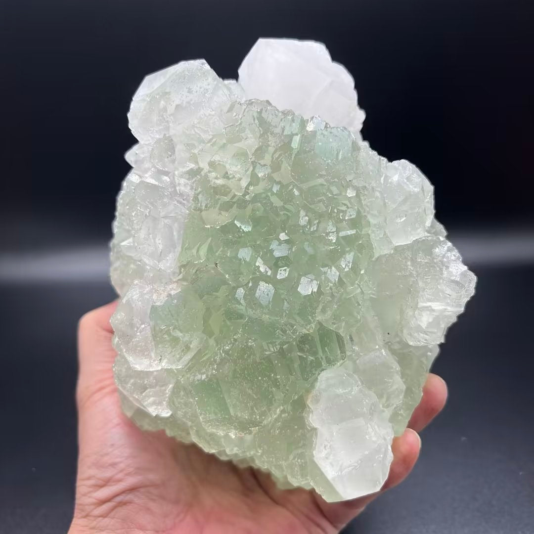 Large crystals ladder Fluorite + Quartz (Free shipping)