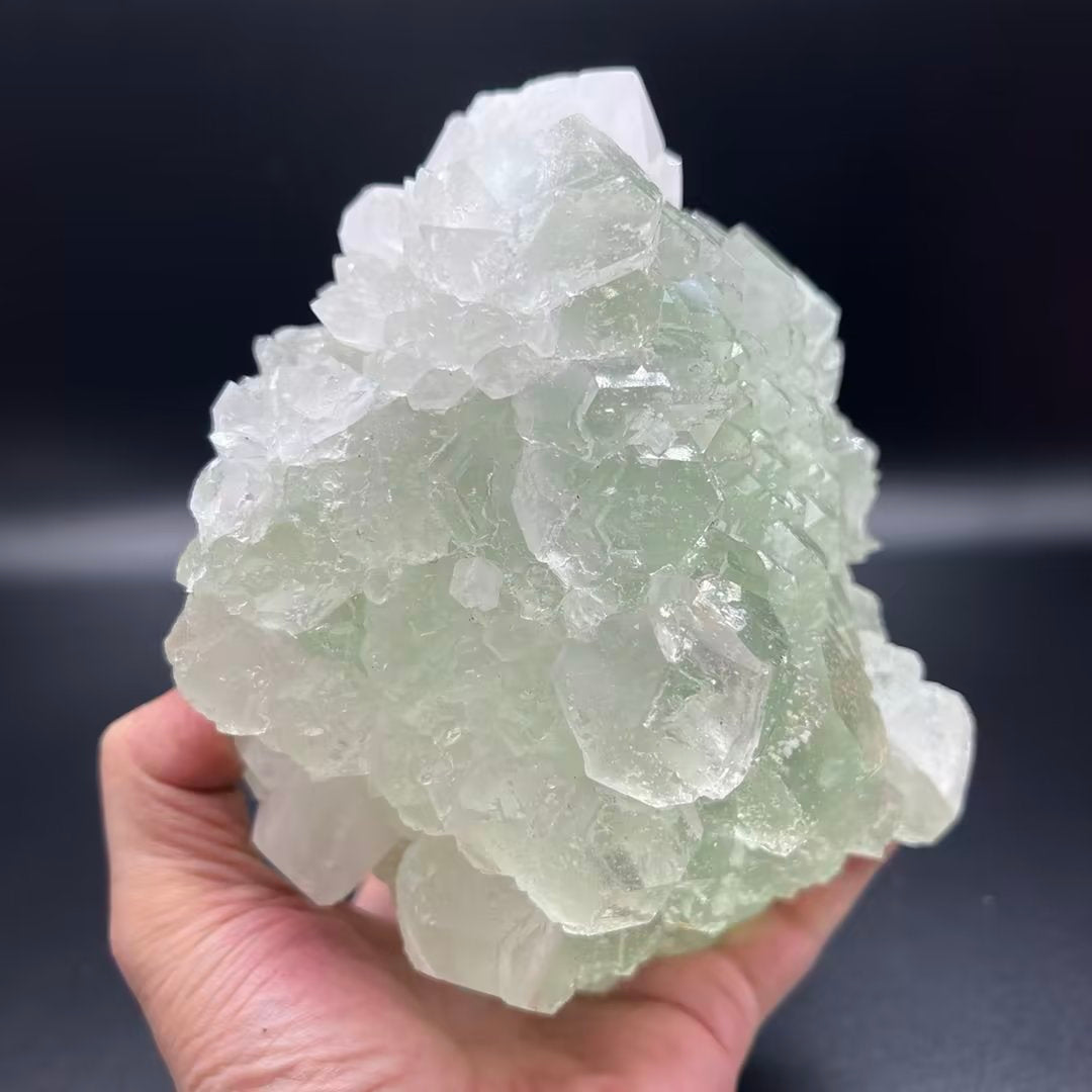 Large crystals ladder Fluorite + Quartz (Free shipping)