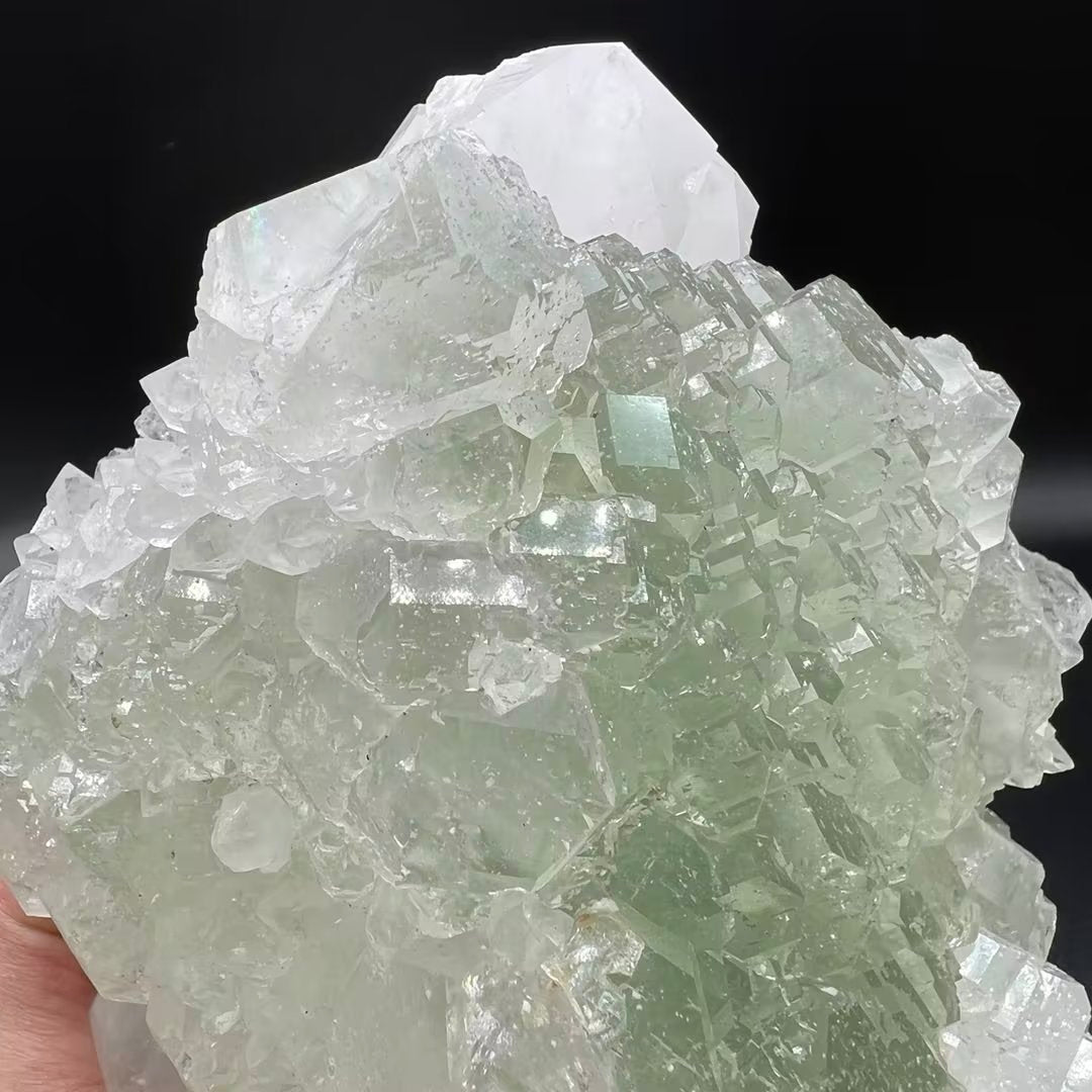 Large crystals ladder Fluorite + Quartz (Free shipping)