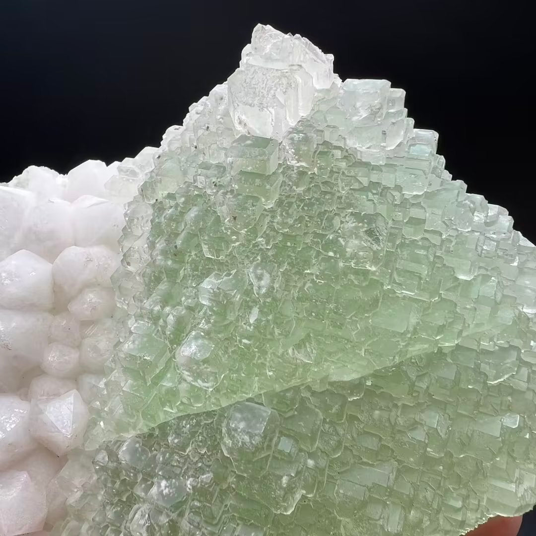 Large crystals ladder Fluorite + Quartz (Free shipping)