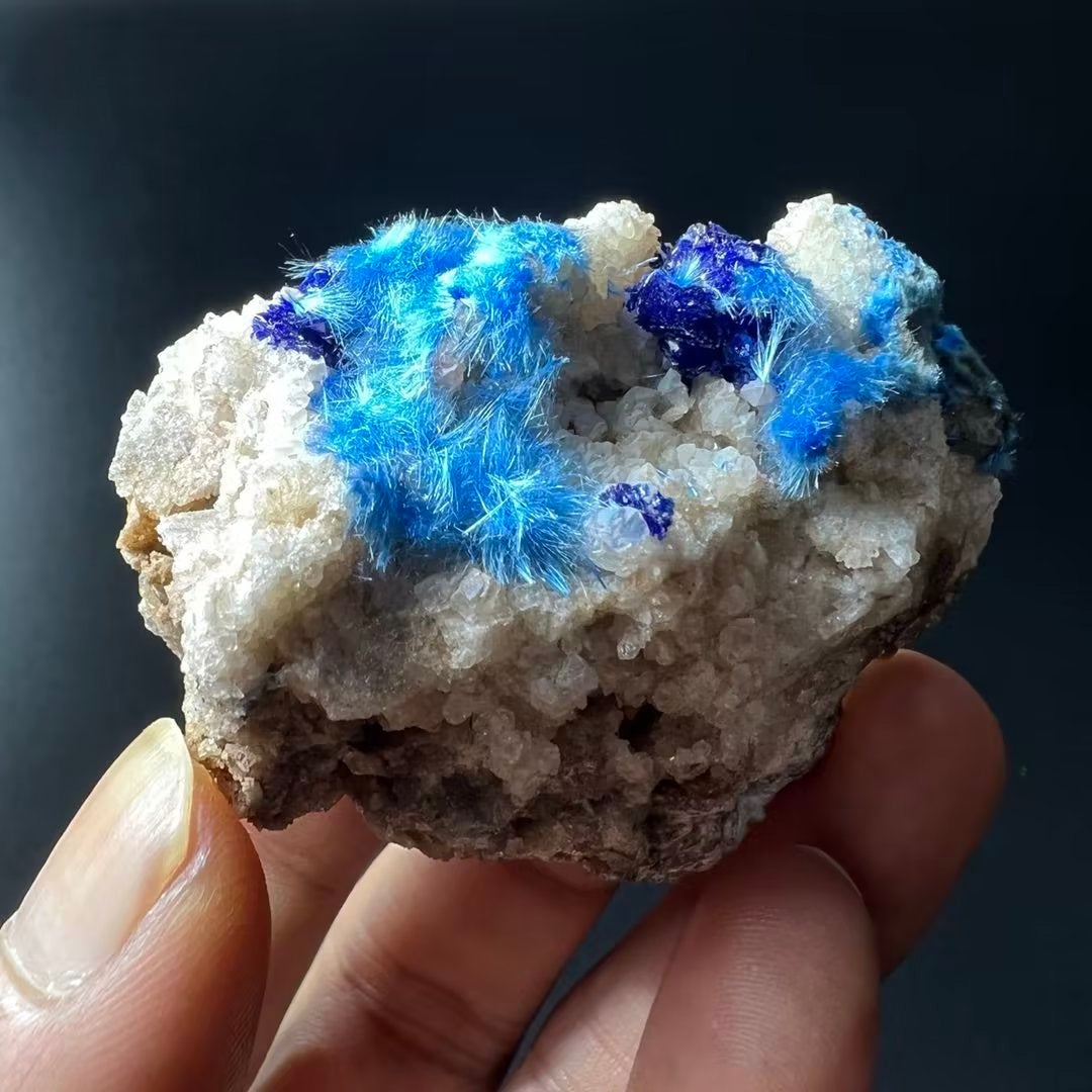 Carbonatecyanotrichite + Azurite + Gypsum (Free shipping)