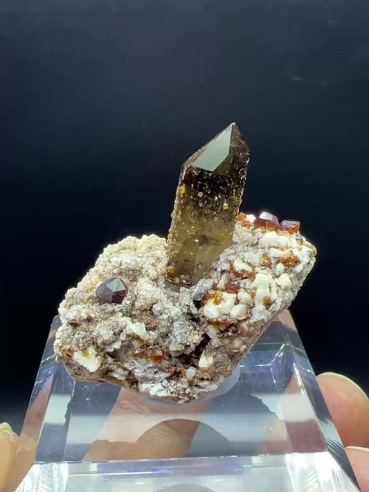 Spessartine + Quartz + Feldspar (Free shipping)